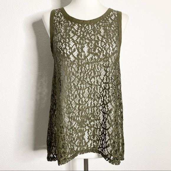 Banana Republic Tops - BANANA REPUBLIC Olive Green Lace Blouse